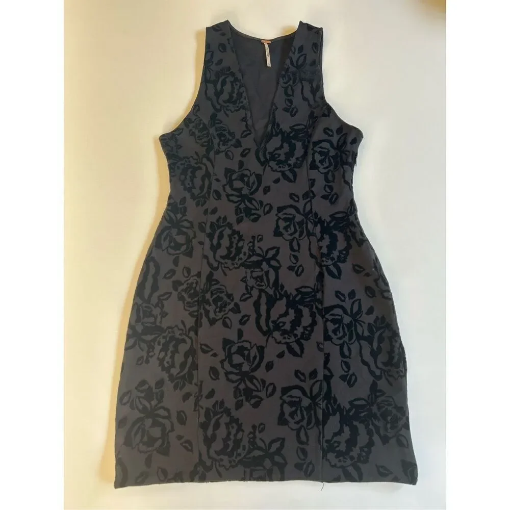 Free People velvet embellished black mini dress